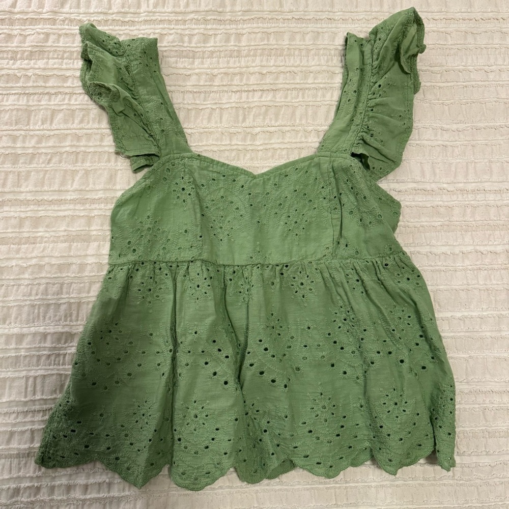 Green eyelet tank top